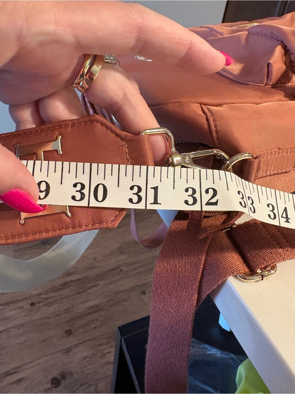 Haute Hippie Rust Nylon Crossbody Backpack with Tan Strap - Picture 15 of 16